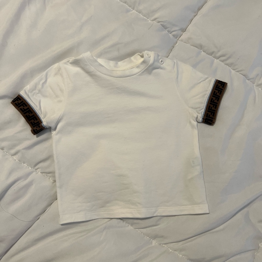 Fendi White Tee with Brown Accents